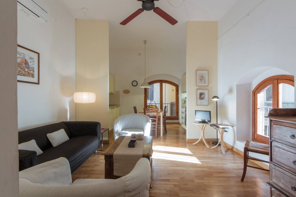 living room (with a new 40' TV) / kitchen