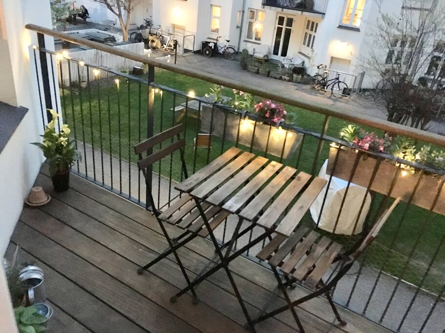 The balcony in the evening.