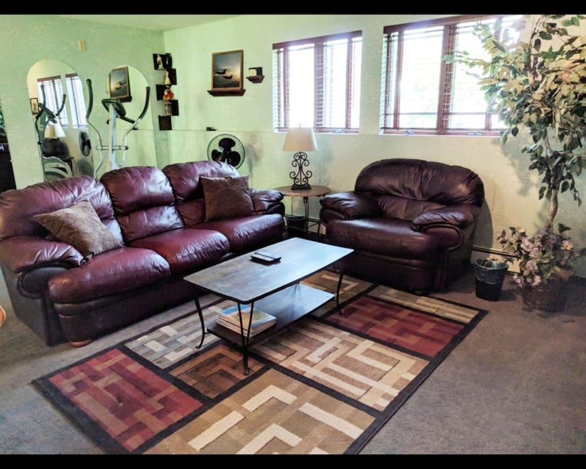 Private living room area. Feel free to use the exercise equipment as well.