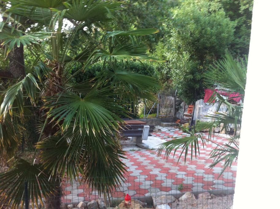 View from the balcony (yard with barbecue)