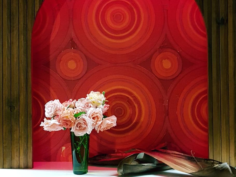 Groovy 70’s wallpaper in the lounge