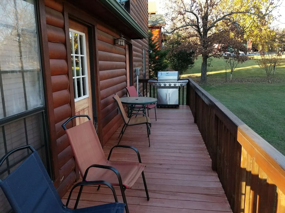 Third deck in the back with gas grill and seating for all!