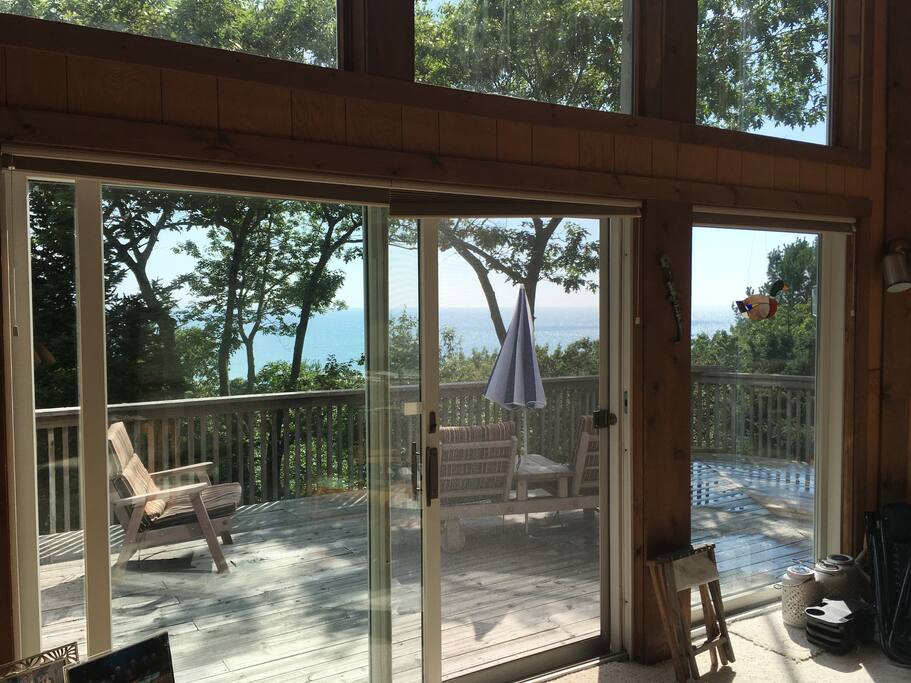 view looking out of living area