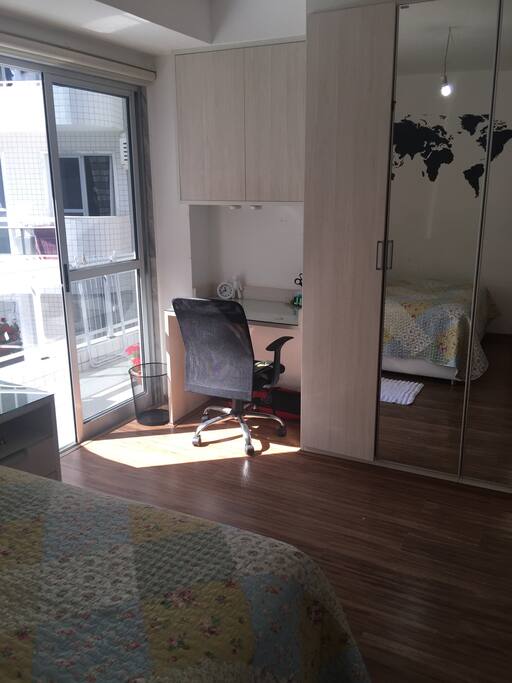 Suite bedroom with hot water. Air conditioner, "42 LED tv, cable tv. Balcony access