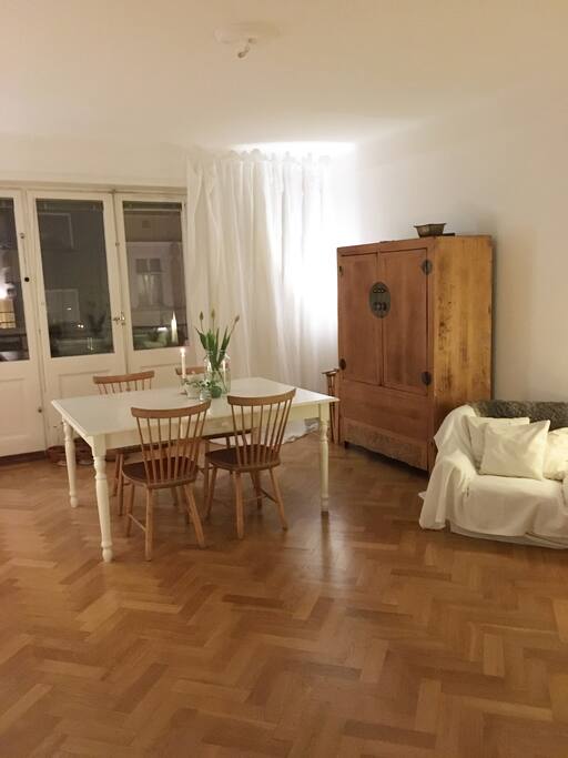 Living room, dining area