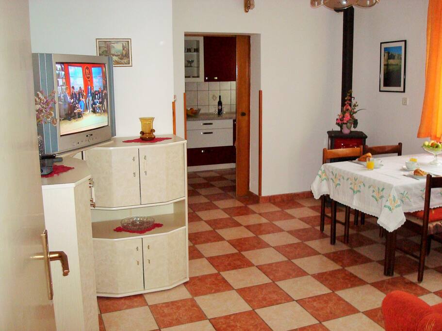 Dining area and living room