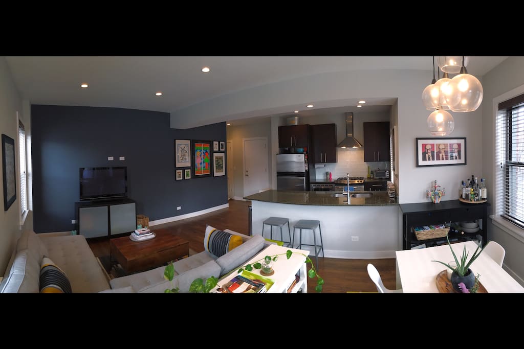 Small bar area for guests while cooking.