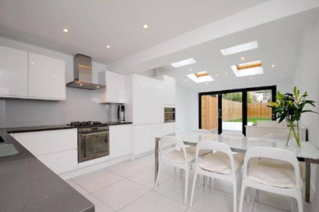 Kitchen area leading in to garden