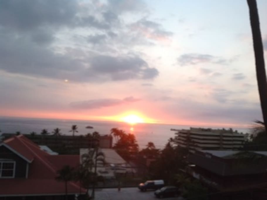 View of famous Kona sunset from dining room.