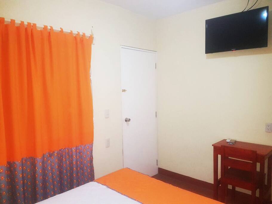 Your room with a lock and key. Tv and remote. Spanish channels.