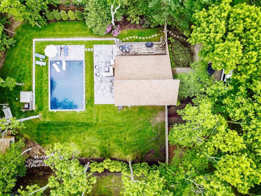 Contemporary cedar saltbox on half acre
