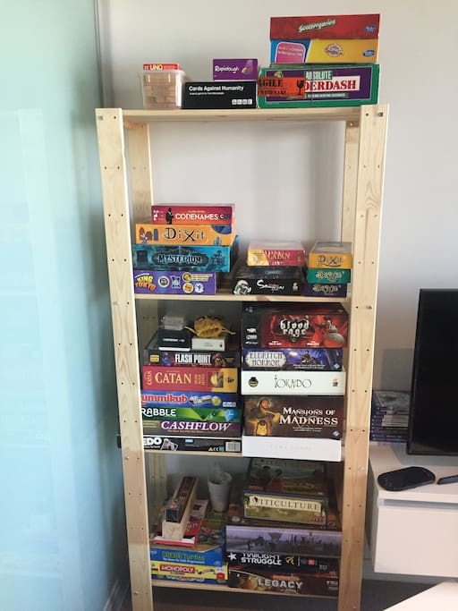 Lots and Lots of boardgames that are just so fun to play.