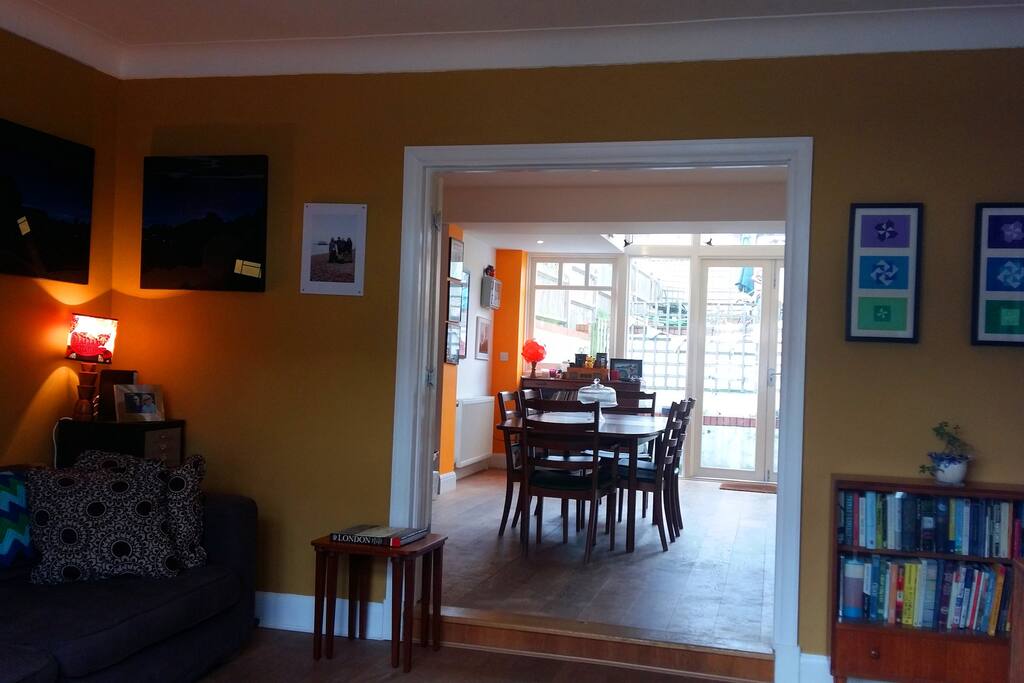 Downstairs with doors open