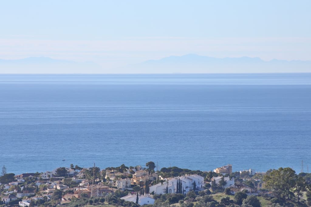 Can see Gibraltar and the mountains in North of Africa at the horizon