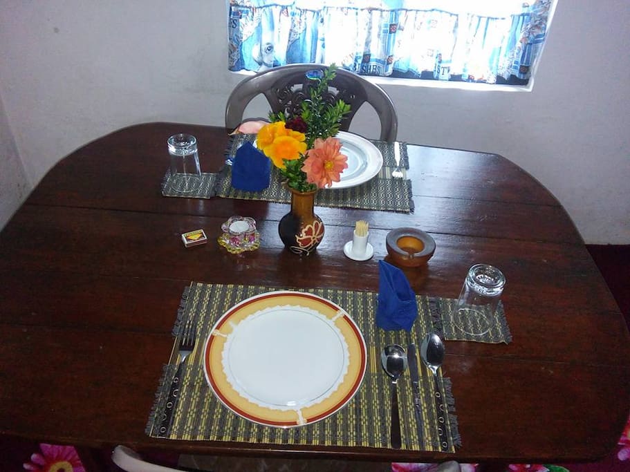 In room Dining Table with All Utencills