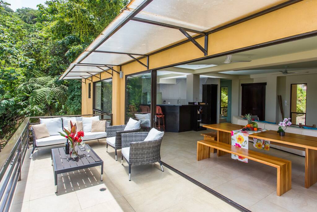 Living room deck, mountain view