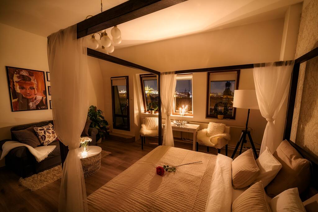 Well, actually, yes! Falling asleep with a view of the illuminated Prague Castle.