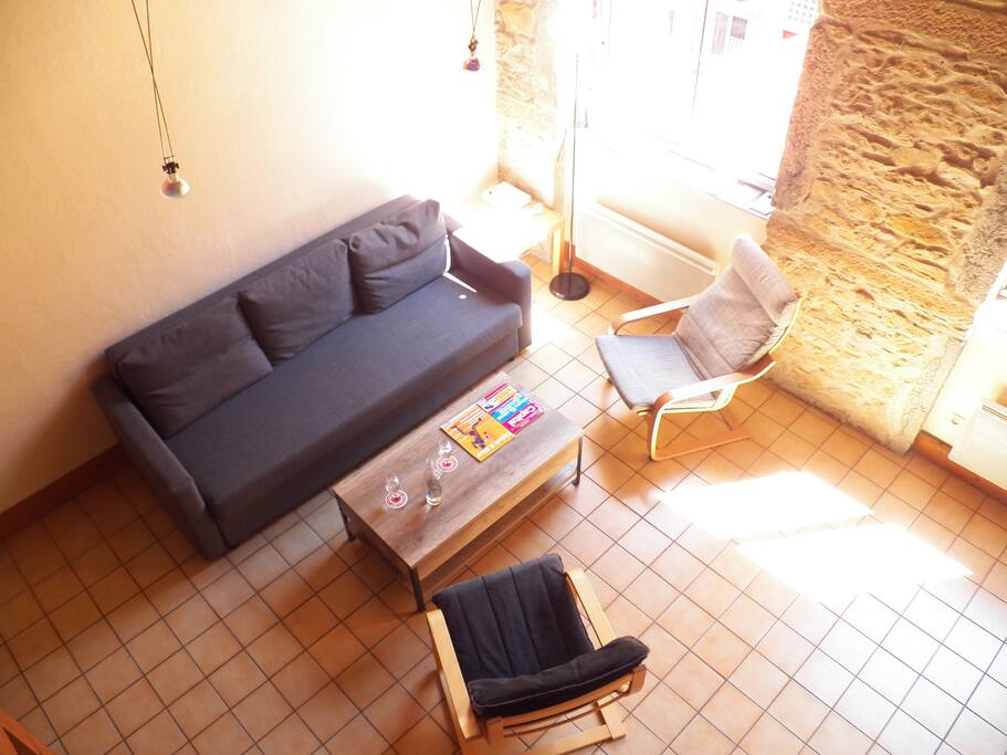 Le salon avec canapé convertible / Lounge with sofa bed
