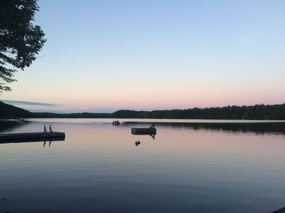 Evening view from the dock overlooking Blackstone Lake