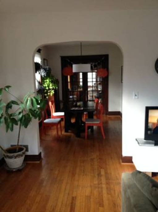 Dining room leading to private office through french doors!