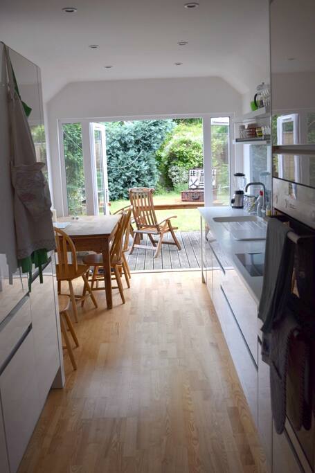Looking through the kitchen to the garden