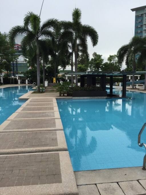 Huge swimming pool with pool bar