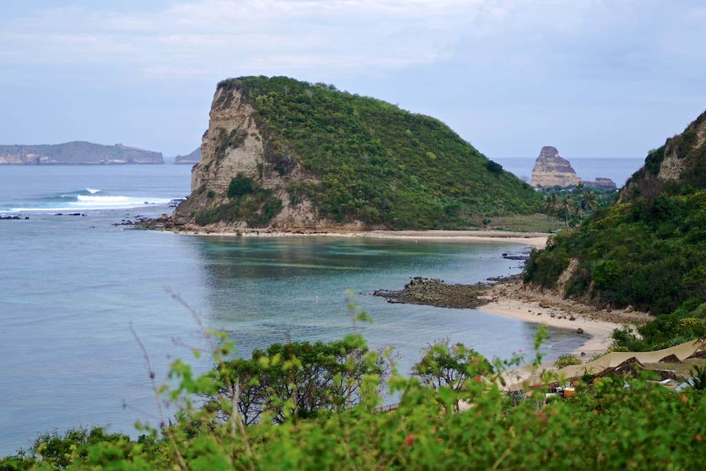 View to Inlight Lombok, Gerupuk Bay, Outside Gerupuk surf spot and Beautiful cliff.