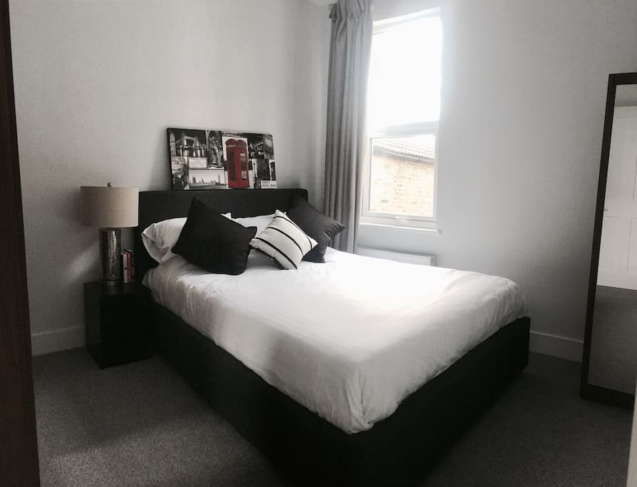Large king size bed. The room even has a view of the Shard!