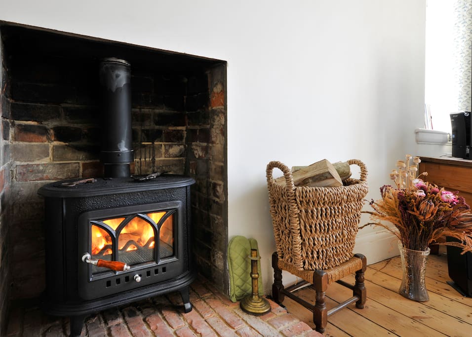 Our new log burner for those cozy Winter nights in. Logs and kindling provided!