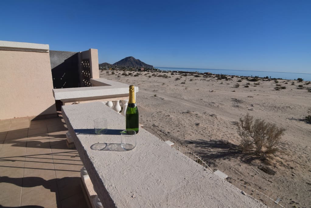 rooftop balcony with beach view