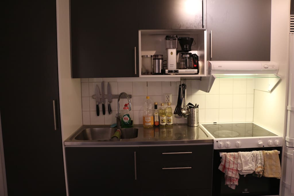 Fully equipped kitchen with top of the line coffee-maker.