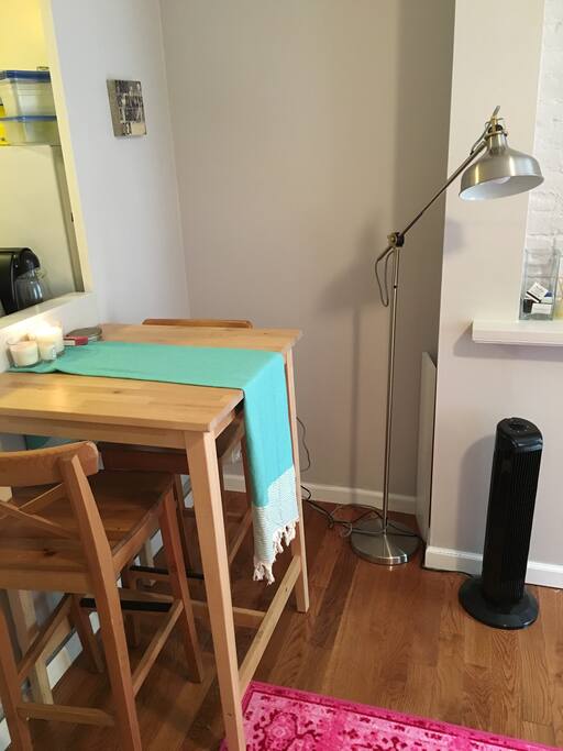 Table for having dinner or glass of wine before hitting the town!