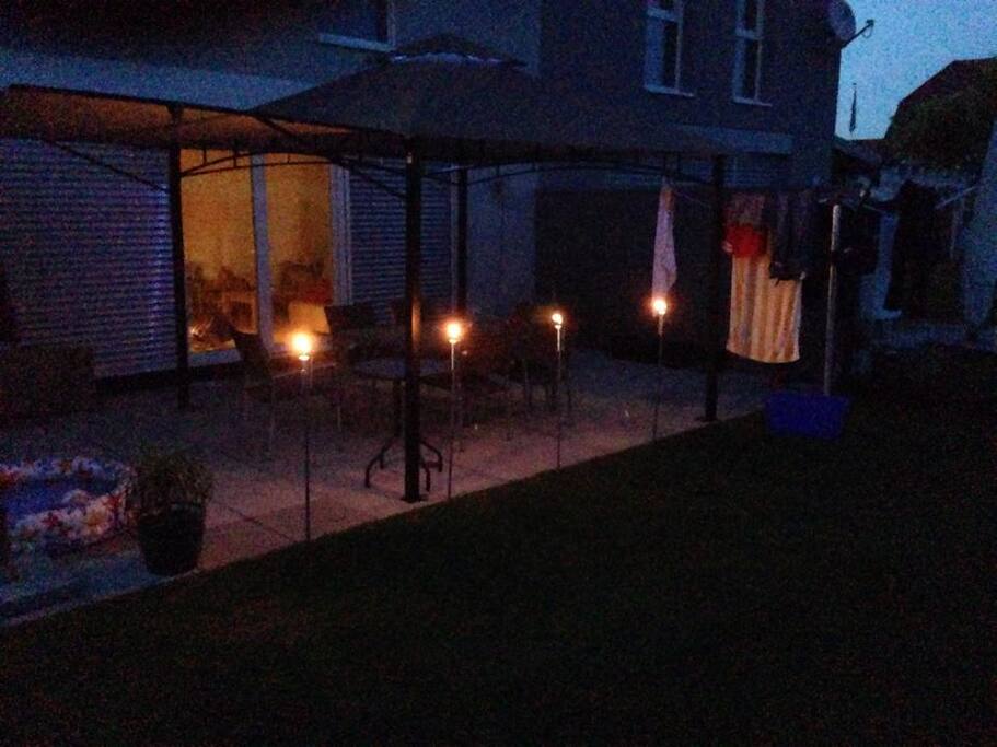 The garden at a summer evening