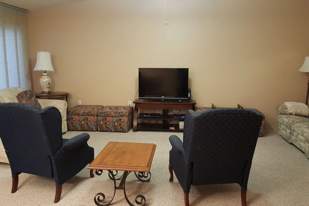 Choose a seat in the living area,