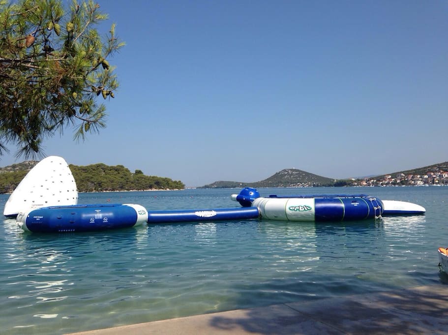 Fun times in the aqua park just down the road