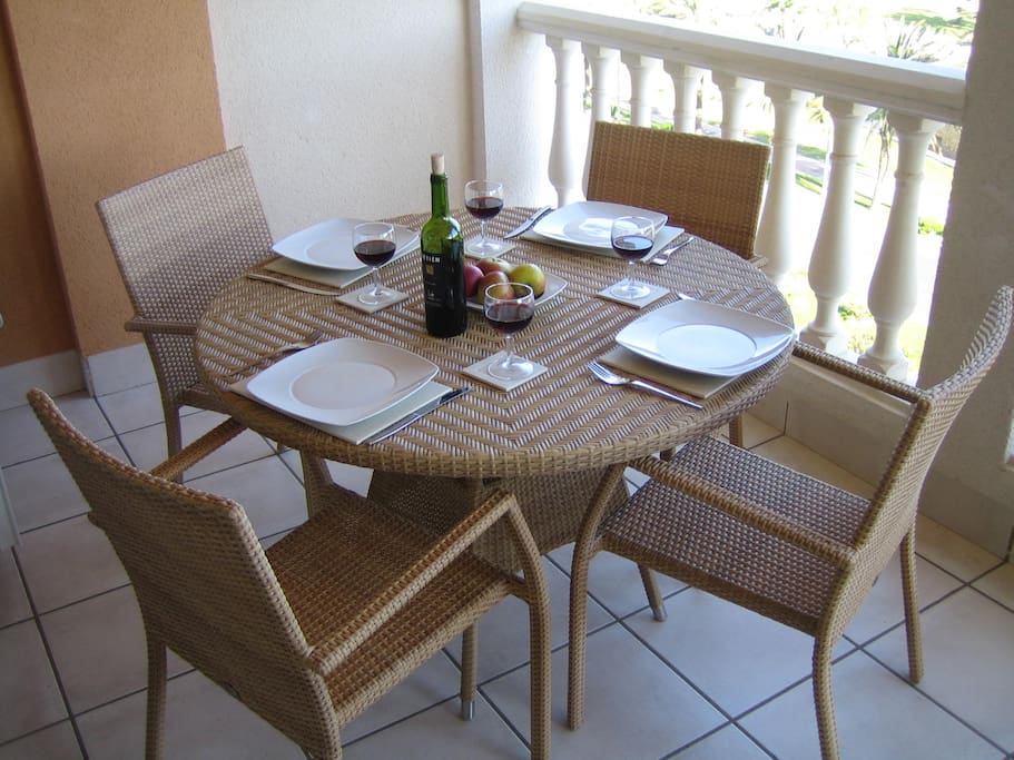 Dining outside on terrace