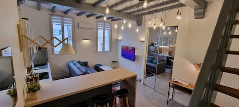 Refurbished two-room apartment - terrace & Parking - Retro Chic