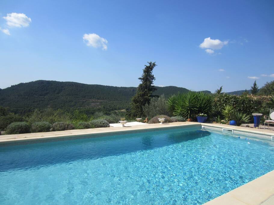 Piscine sans vis à vis
Vue dégager sur les massifs.