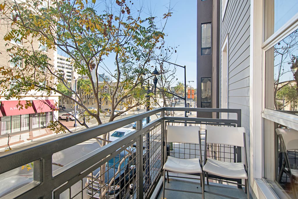 Enjoy your morning coffee while soaking up downtown views from atop your private balcony.