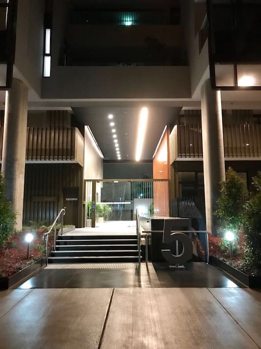 Zen-style entrance to the building