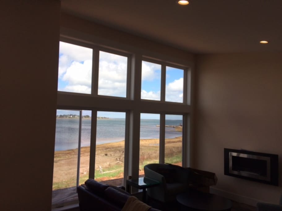 looking out the living room windows