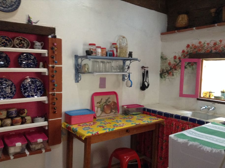 A COLORFUL AND MEXICAN KITCHEN WITH HISTORY, ABOUT 100 YEARS OLD.