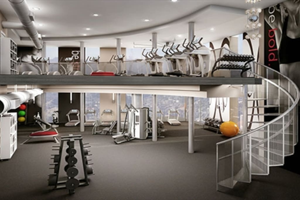 Fitness center with cardio and weight machines