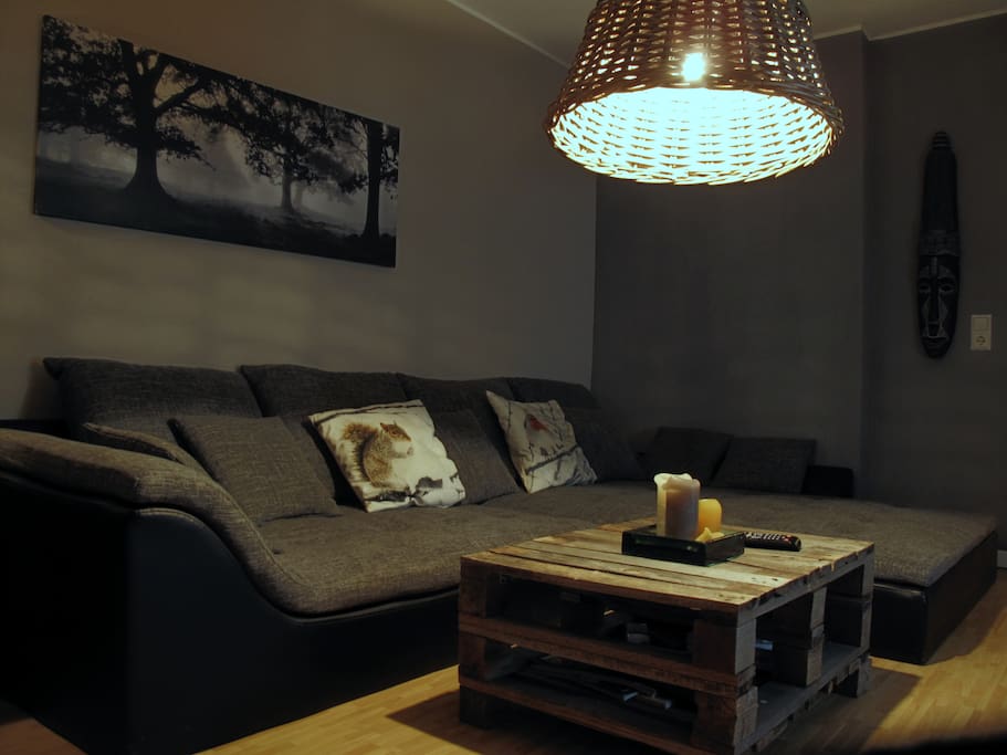 Living room with XXL laugh couch