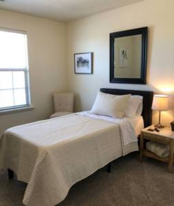 The North Room has a 12' Memory Foam twin-sized mattress.