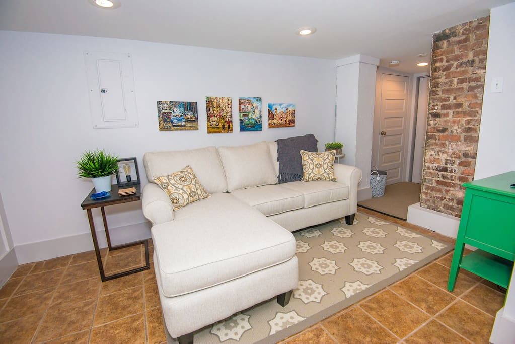Comfy couch for napping or watching tv.