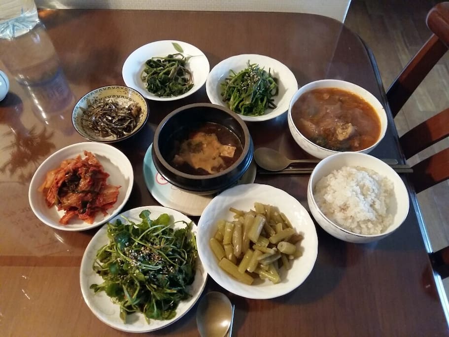 Traditional Korean style breakfast available from mommy chef