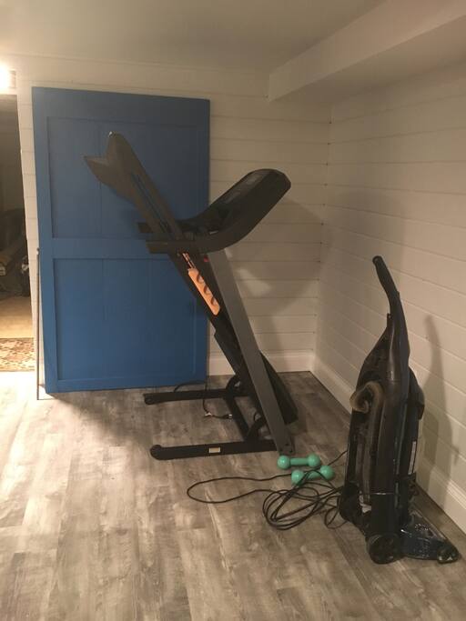 Part of the basement suite- treadmill and direct access to laundry facilities