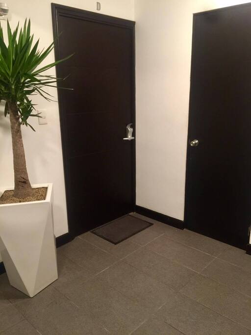 Puerta de ingreso al apartamento, cuenta con filtro de seguridad a base de huellas digitales.