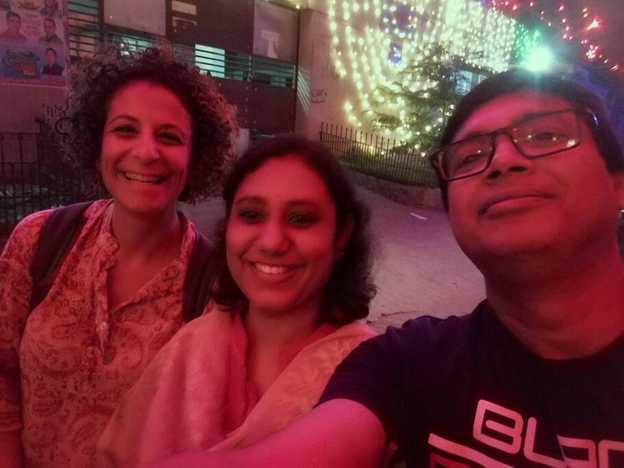With Laura(Spain) at midnight Puja celebration..